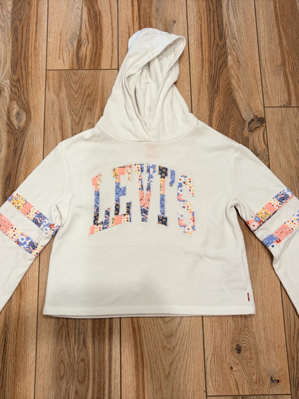 Levi's White Hoodie Patchwork with Red Logo Tag